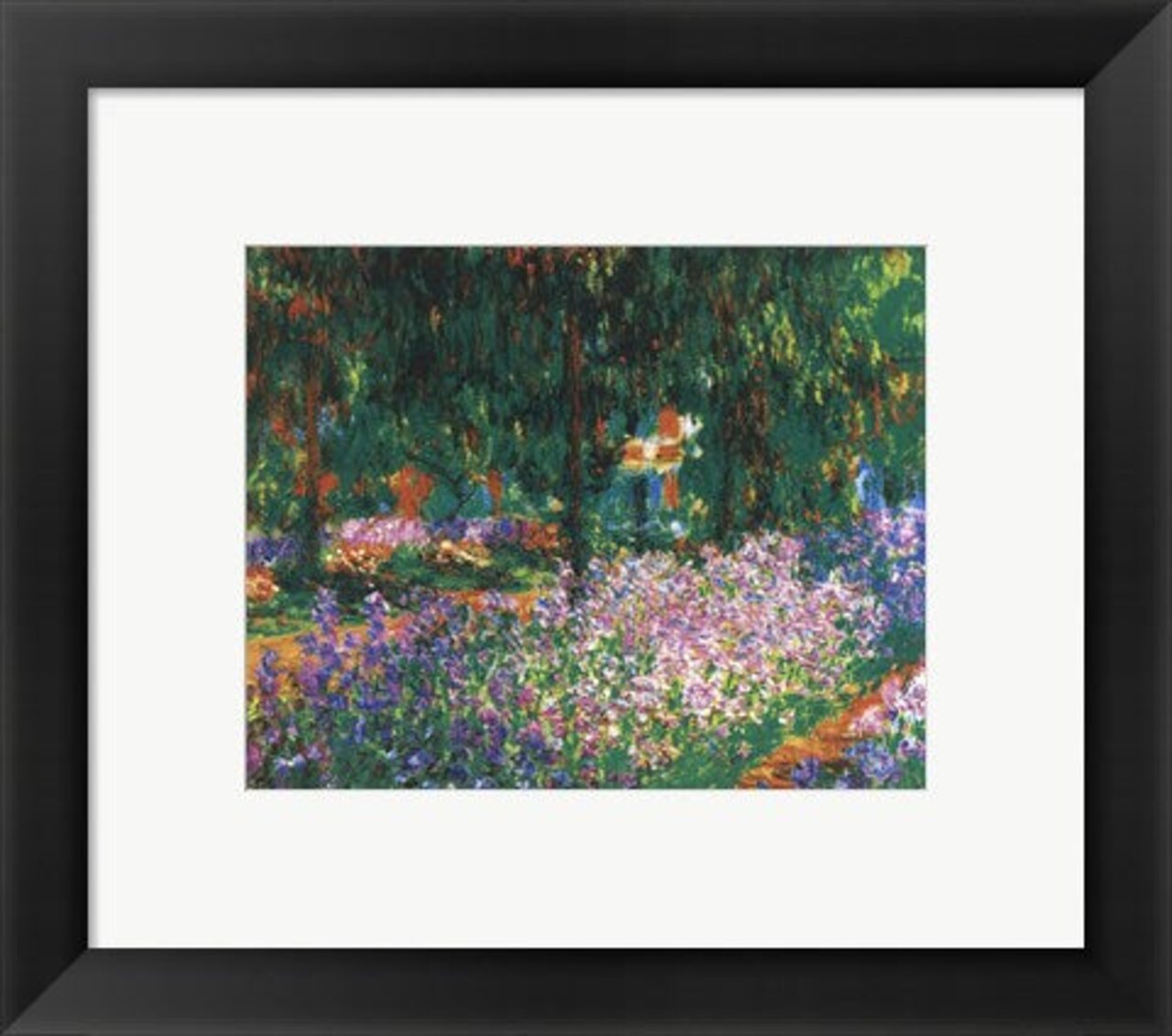 Framed Art The Artist's Garden at Giverny, c.1900 (green trees) by Claude Monet Wall Decor 18x24 Artwork